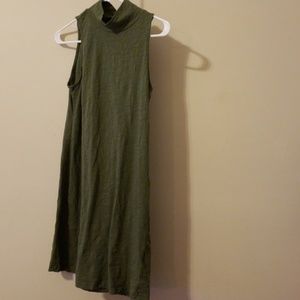 Green turtle neck dress